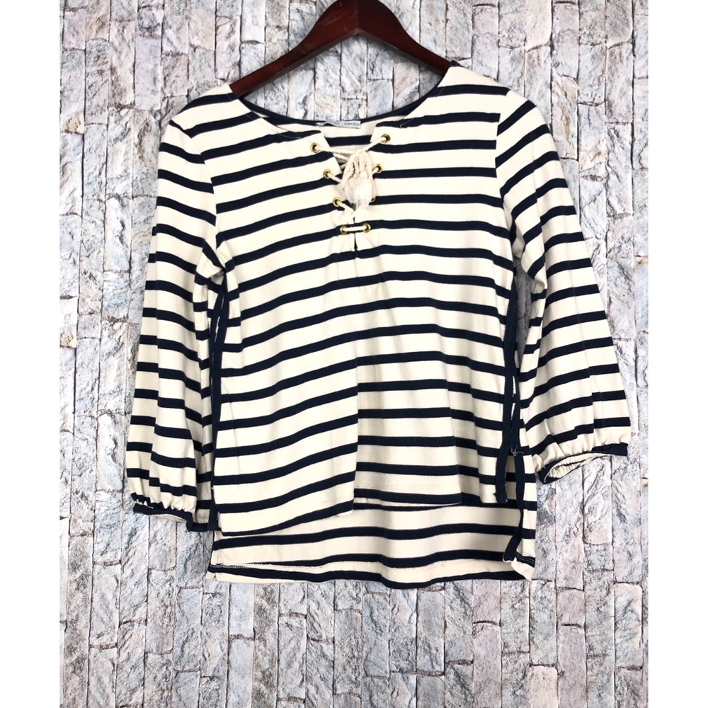 Zara nautical rope tie long Sleeve Top